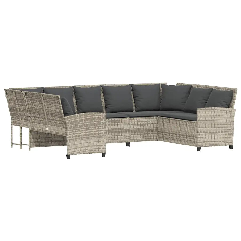 Divano da Giardino con Cuscini in Polyrattan Grigio Chiaro 3365334