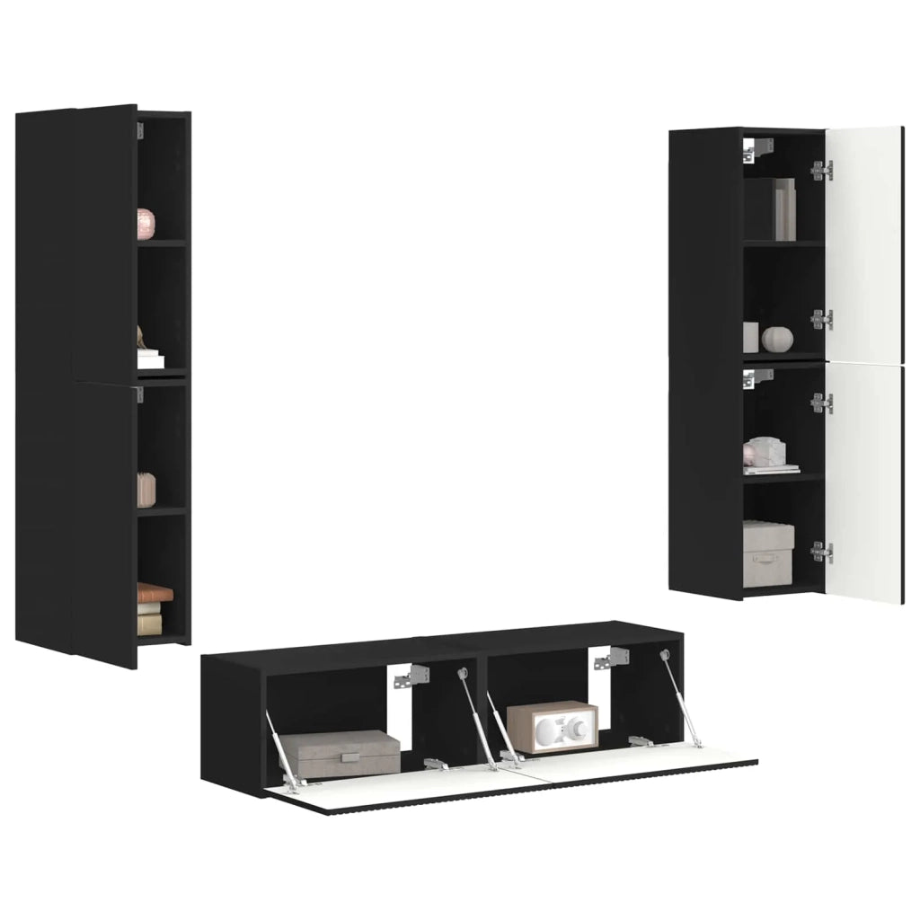 Set mobile TV 6 pcs Nero Legno multistrato 3409124