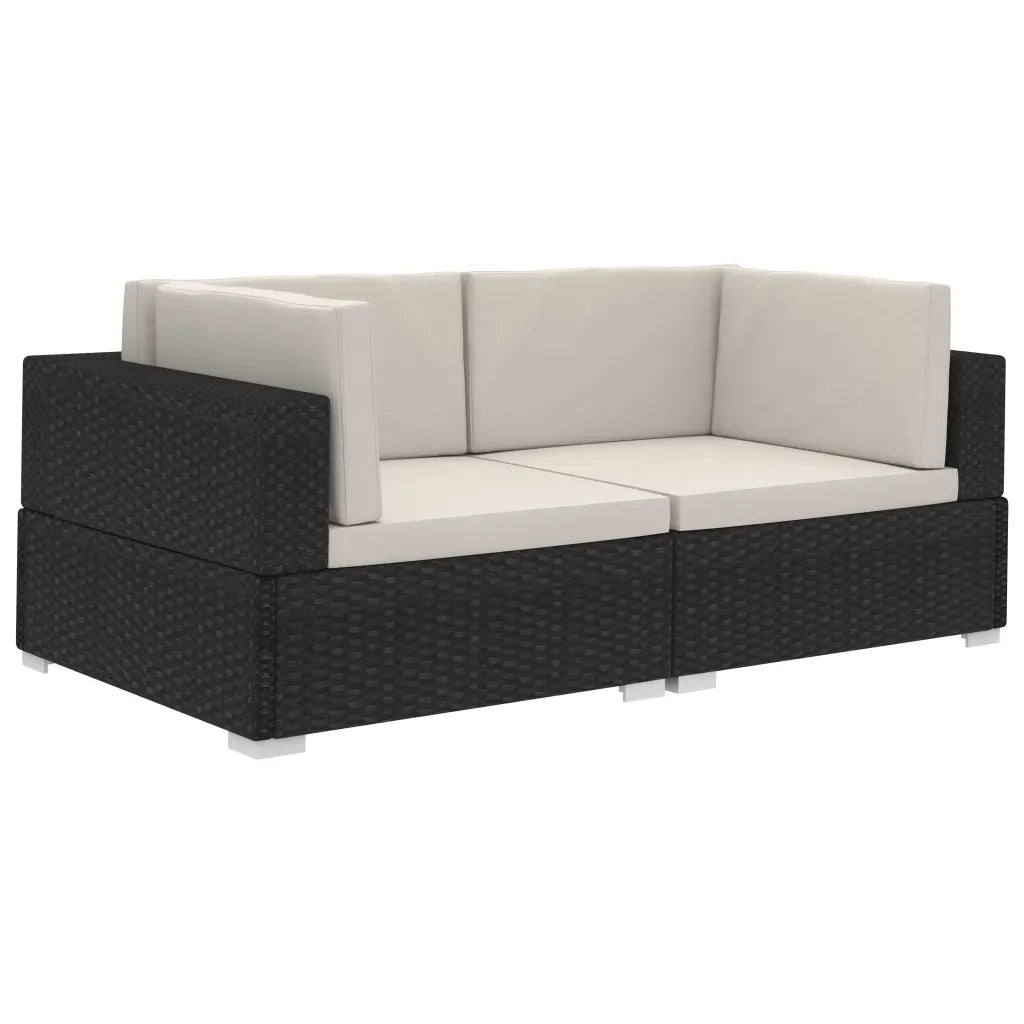 Poltrone Modulari ad Angolo con Cuscini 2 pz Polyrattan Nero CFW7772061