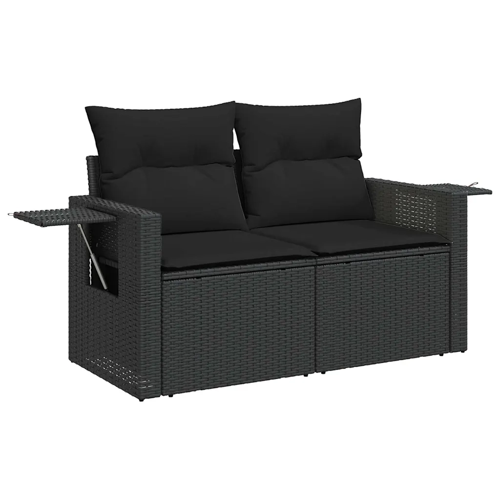 Set Divani da Giardino con Cuscini 7pz Nero Polyrattan 3326506