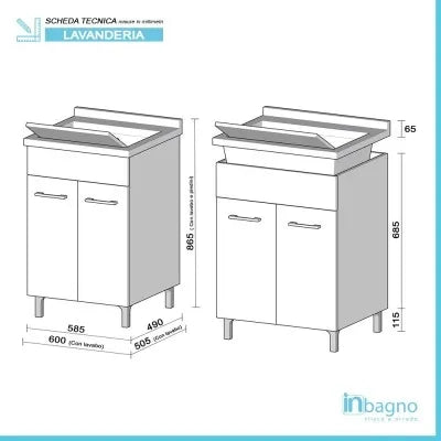 Mobile Lavatoio in ceramica Grigio 60x50 cm ideale per interni