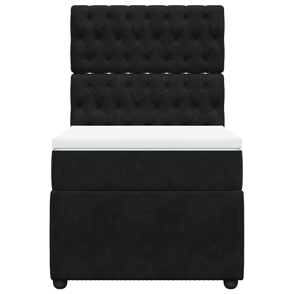 Giroletto a Molle con Materasso Nero 90x190 cm in Velluto