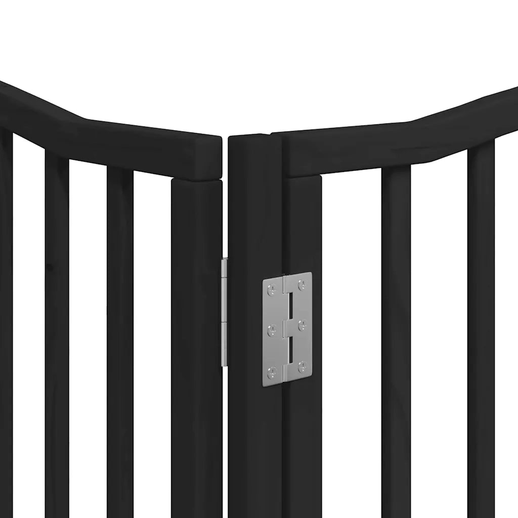 Cancello Cani Porta Pieghevole Nero 10 Pannelli 800 cm Pioppo 3155631