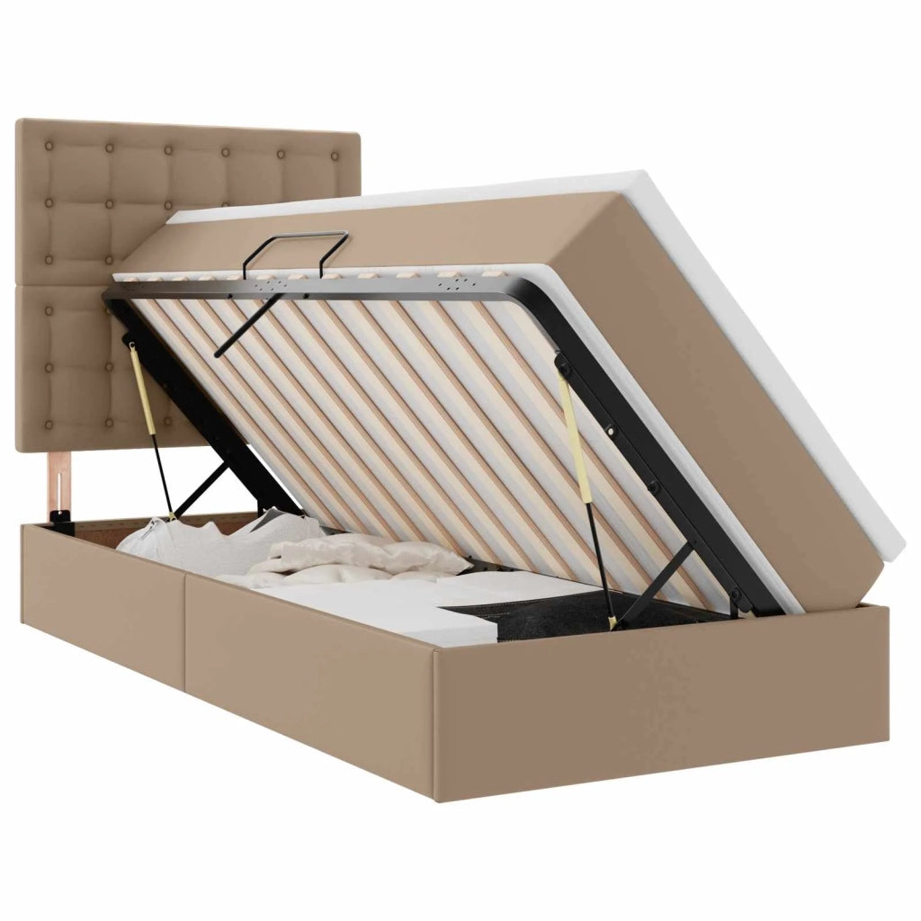 Letto con contenitore e LED con led Cappuccino 90 x 200 cm