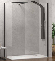 Doccia Due Pareti Walk in H200cm 8mm Anticalcare Profili Neri - 90cm - 90cm