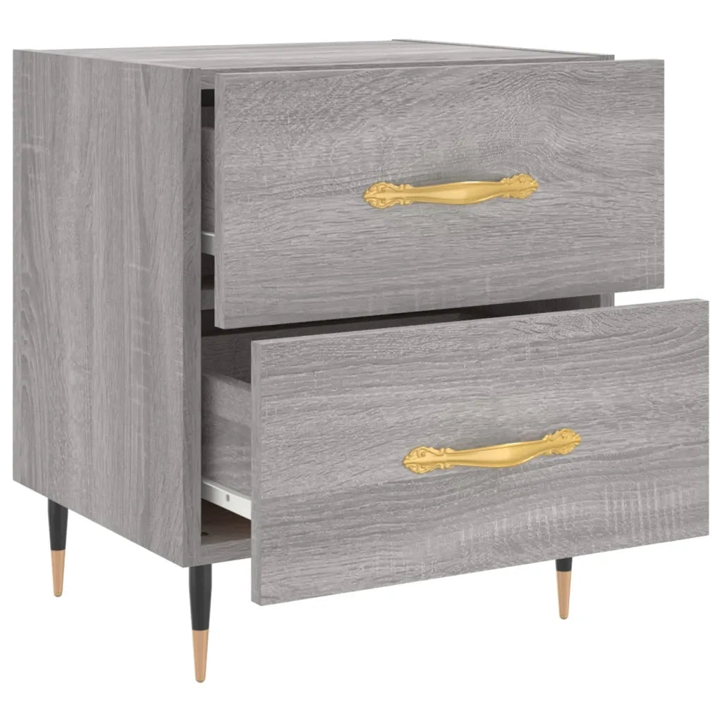 Set di 2 Comodini | Armadio da Notte | Mobiletto da notte Grigio Sonoma 40x35x47,5 cm in Legno Multistrato