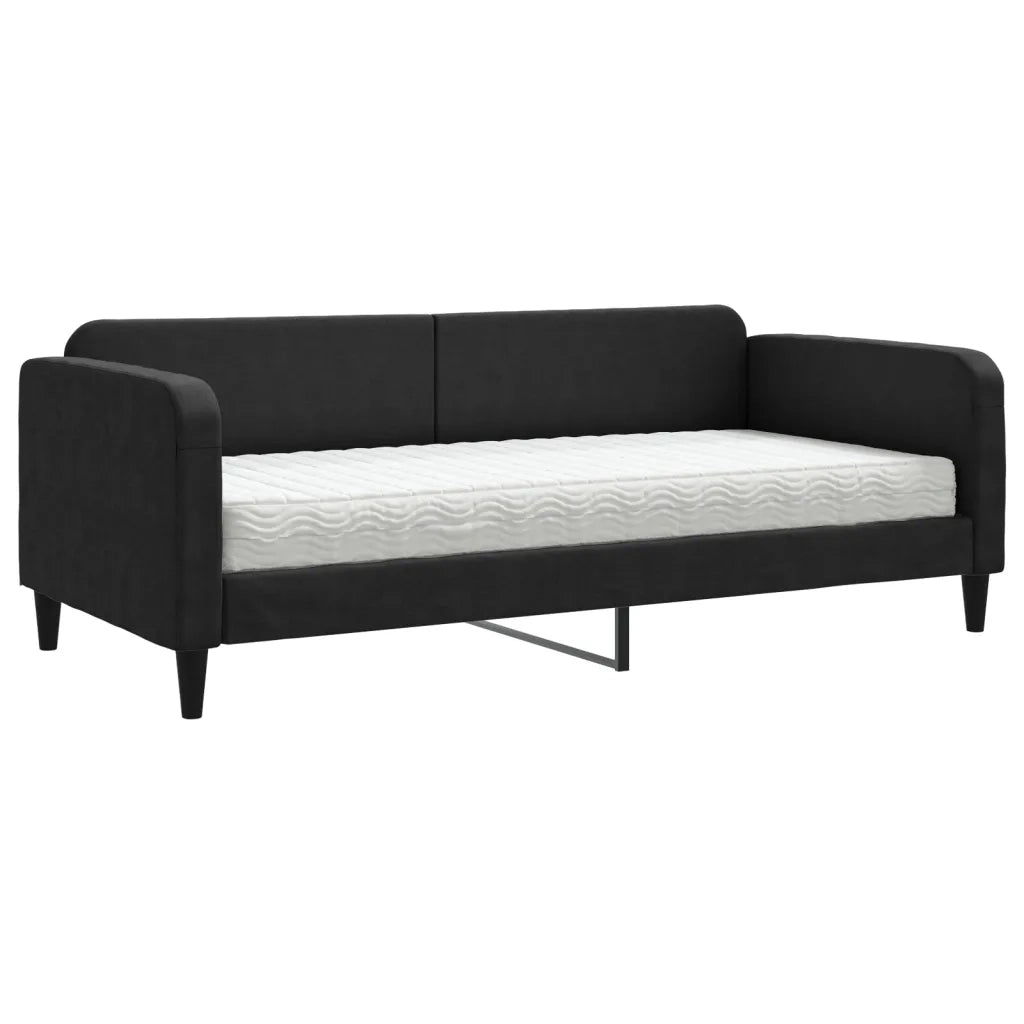 Divano letto | Sof¨¤ letto | Letto singolo con Materasso Nero 90x190 cm in Tessuto