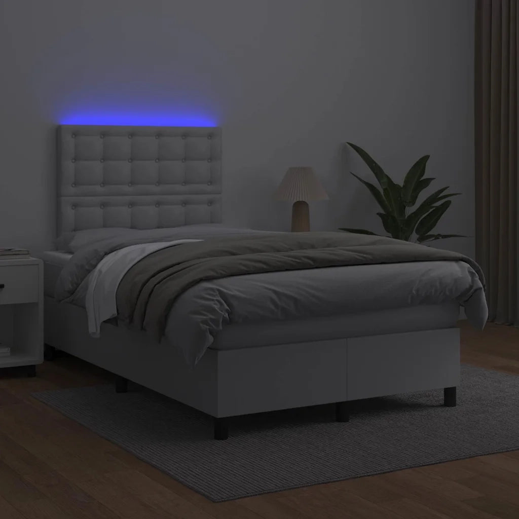Giroletto Molle con Materasso e LED Bianco 120x190cm Similpelle 3270294