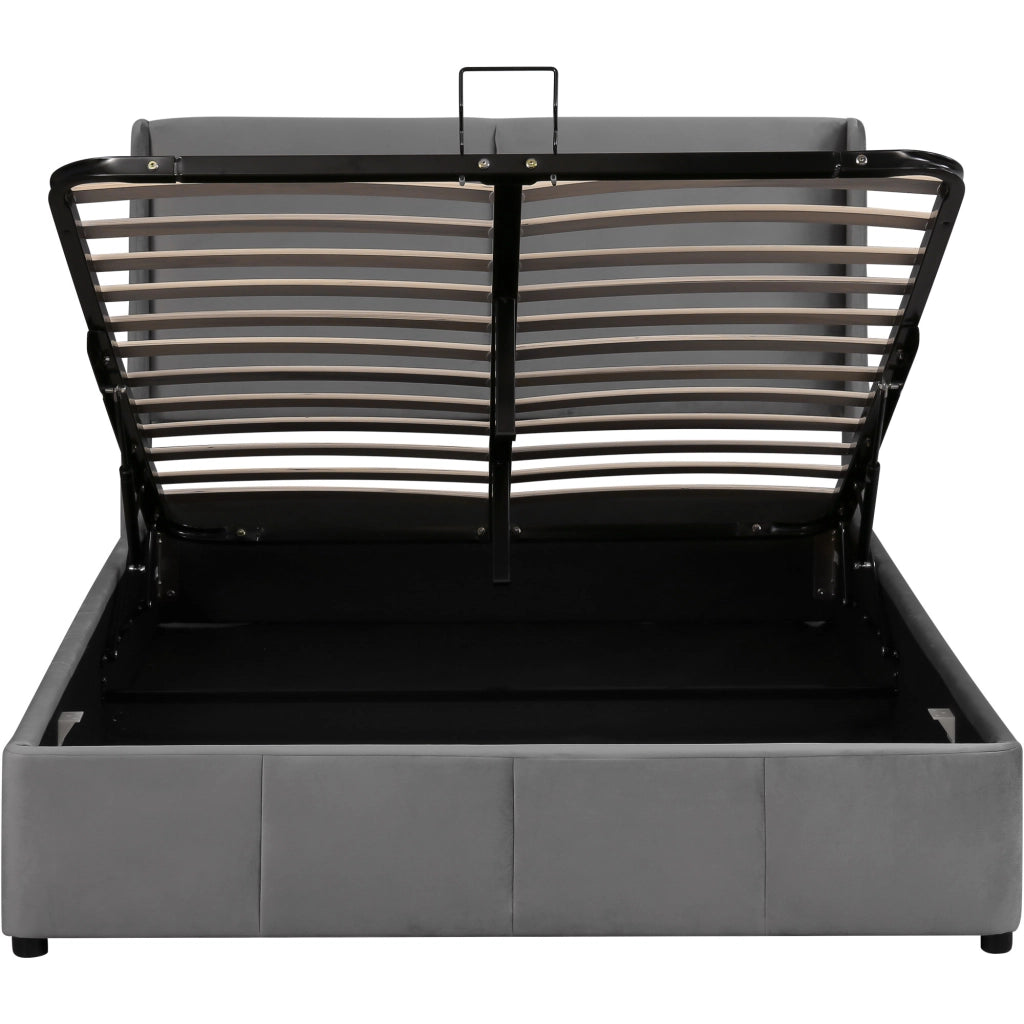 letto imbottito velluto grigio 140 x 200 cm