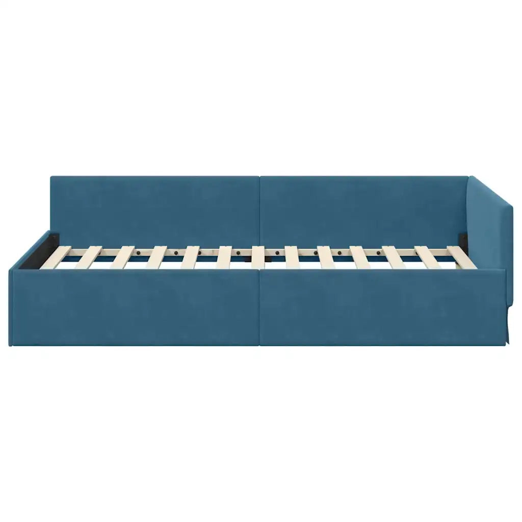 Cornice del letto ad angolo Blu 100 cm x 200 cm Velluto 42016090
