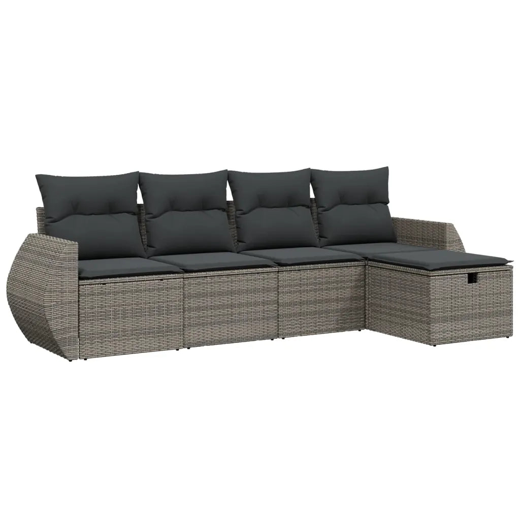 Set Divano da Giardino 5 pz con Cuscini Grigio in Polyrattan 3264086