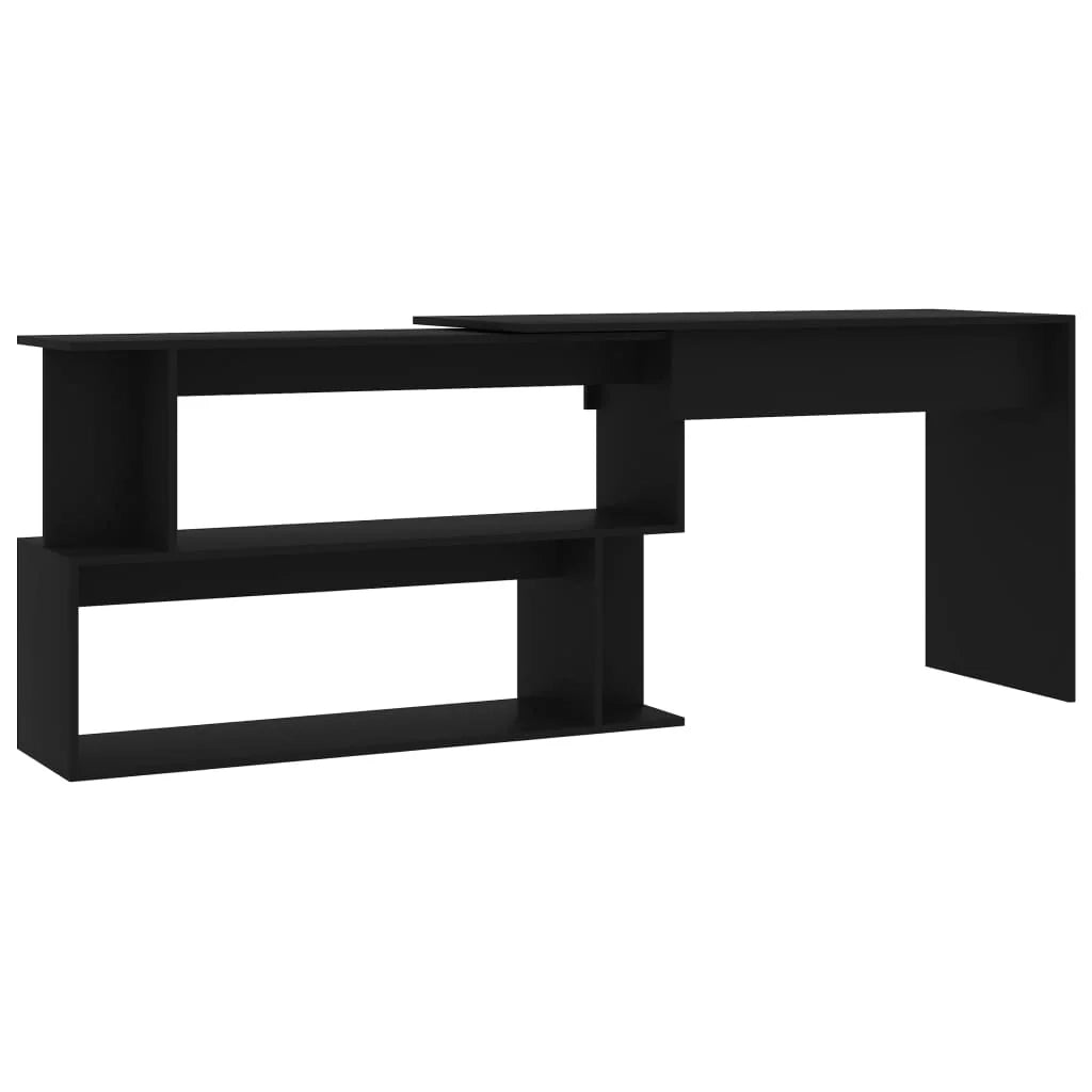 Scrivania tavolo postazione di lavoro mobile per computer scrivania angolare 200 x 50 x 76 cm legno ingegnerizzato nero 02_0023692