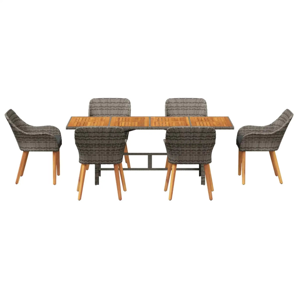 Set da Pranzo per Giardino con cuscino 7 pcs Grigio polyrattan 3261627