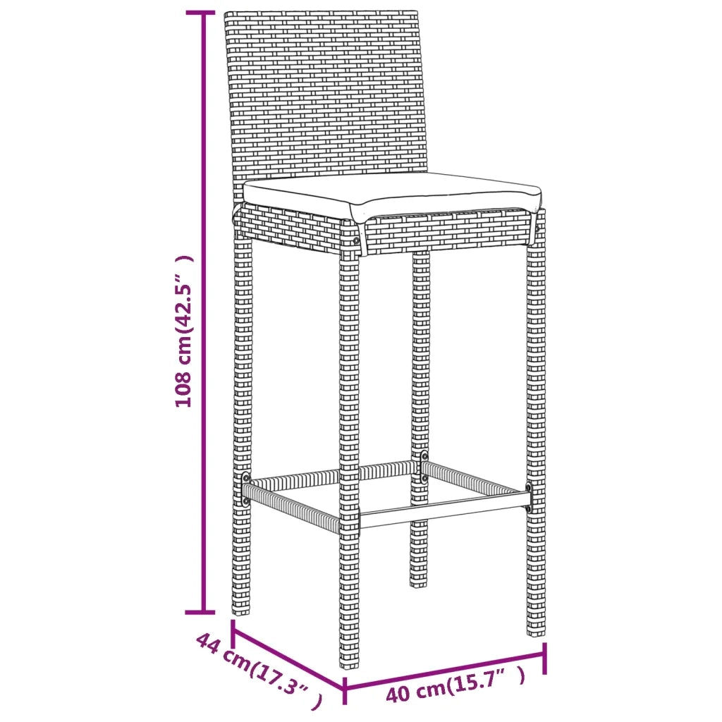 Set Bar da Giardino 7 pz con Cuscini in Polyrattan Grigio 3187646