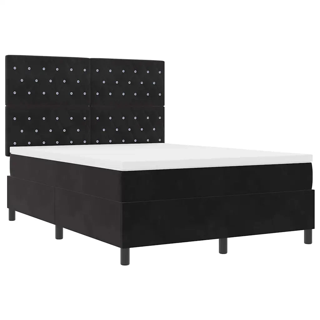 Letto a molle con materasso Nero 140 x 190 cm Tessuto 3339766