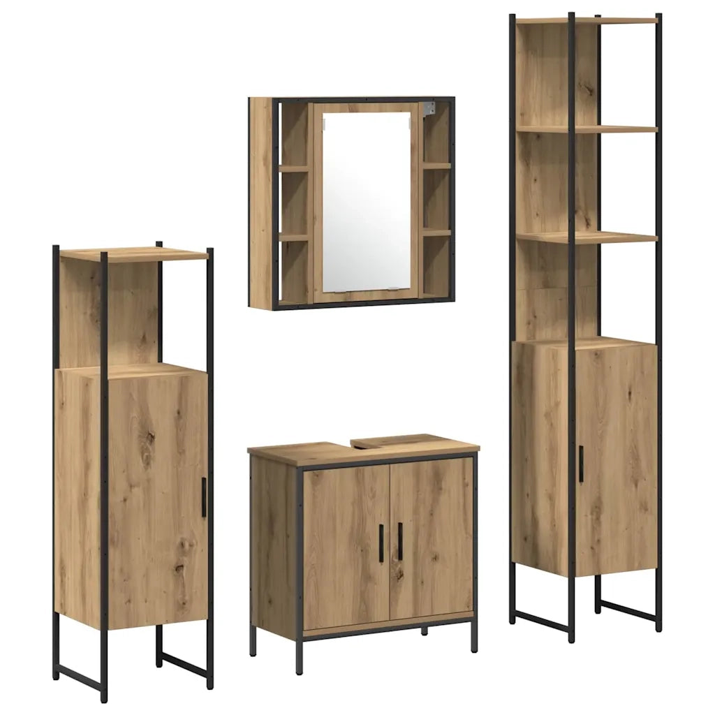 Set di mobili per il bagno 4 pcs Marrone Legno multistrato 3334428