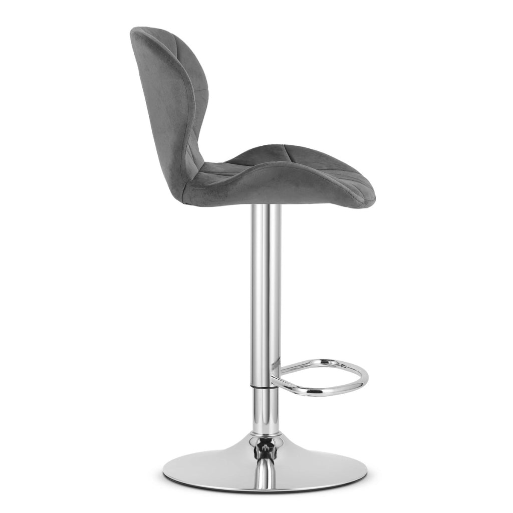 Sgabello alto West in velluto grigio con base cromata