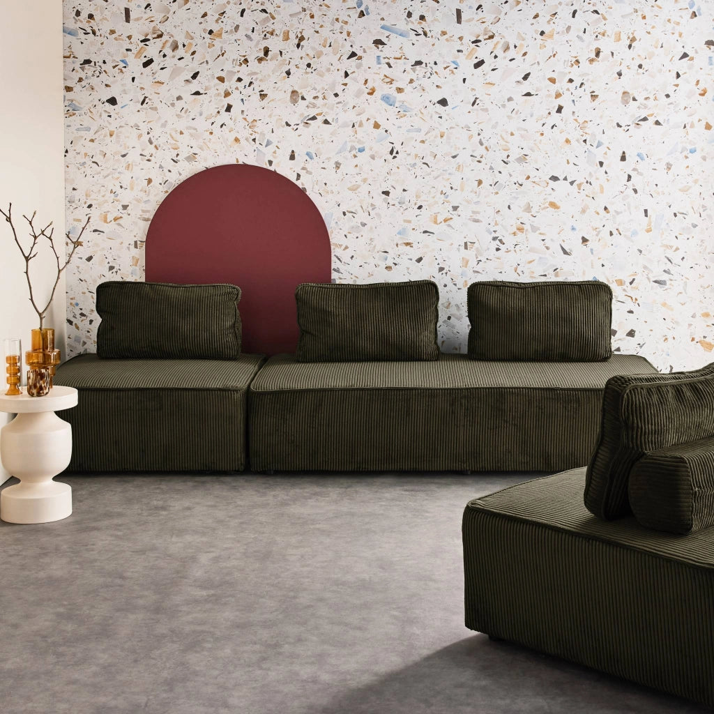 Divano modulare velluto, 4 posti, verde scuro