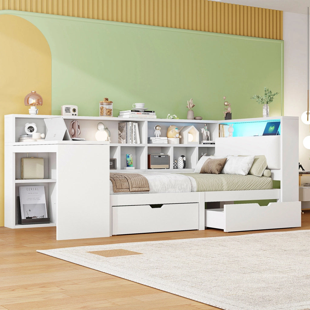 letto piattaforma in mdf e compensato bianco 90 x 200 cm