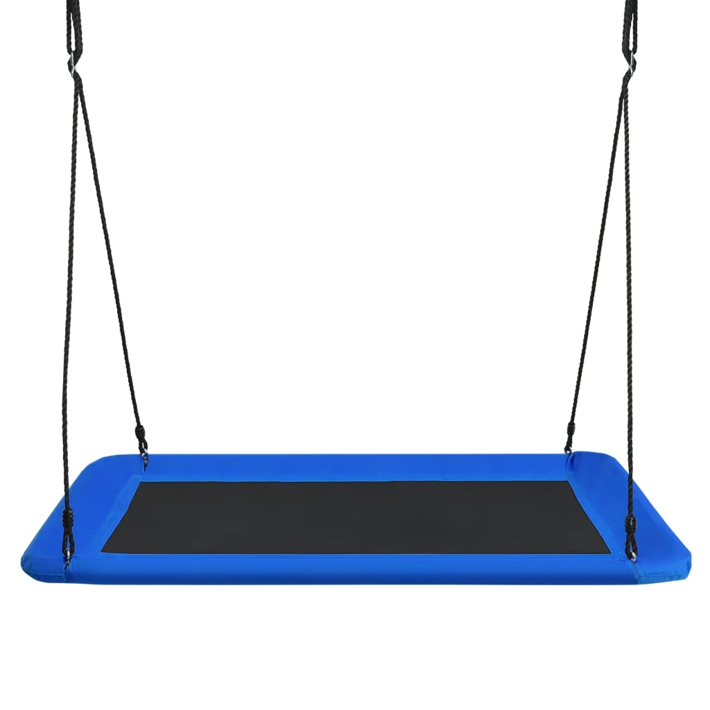 Altalena con piattaforma 150 x 80 cm per uso giardino e interno regolabile da 100-180 cm portata 315 kg tessuto Oxford blu 20_0010521