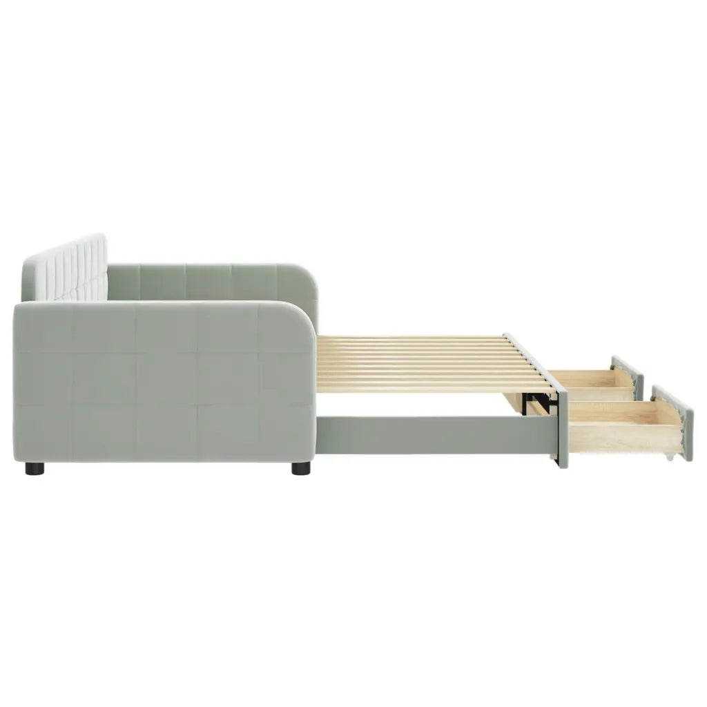 Divano Letto Estraibile Cassetti Grigio Chiaro 90x200cm Velluto 3196977