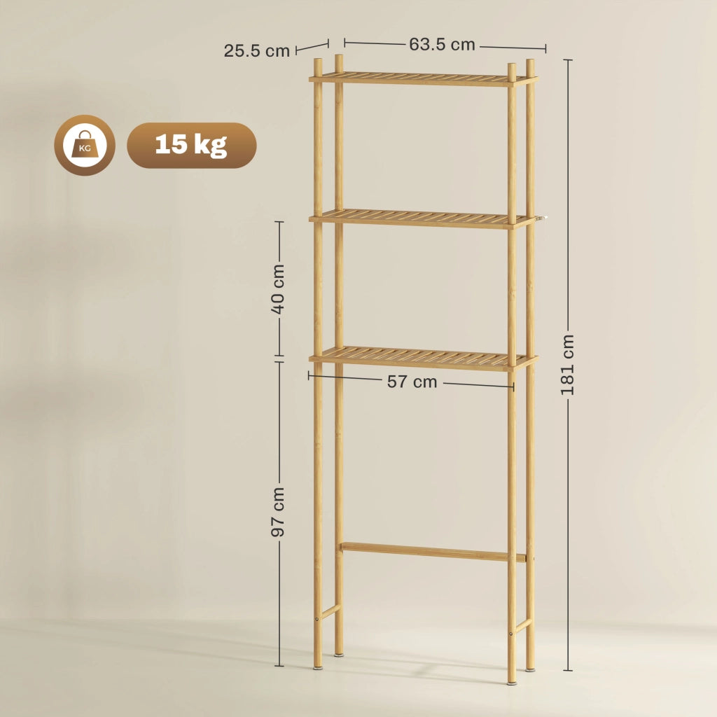 Mobile Sopra WC a 3 Ripiani in Bamb¨´ ¨C zephmum ¨C 63.5x25.5x181