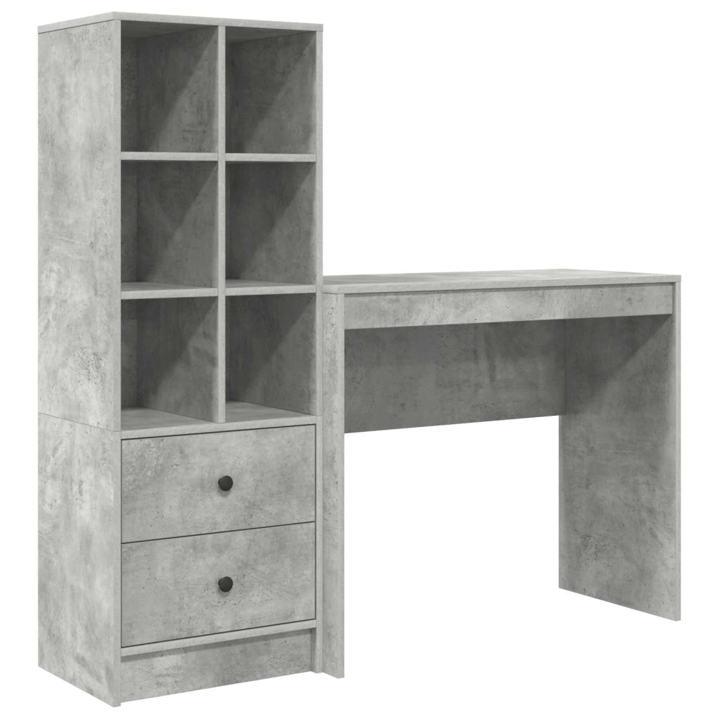 Scrivania con cassetto con lo scaffale 2 pcs Grigio cemento 3337324