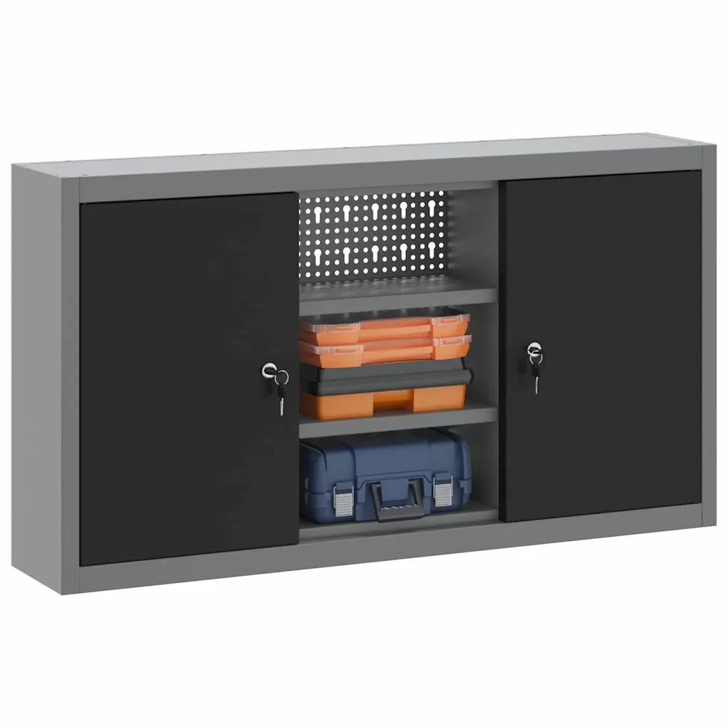 Mobile per attrezzi con blocco Nero e Grigio 100 x 20 x 55 cm 4103473