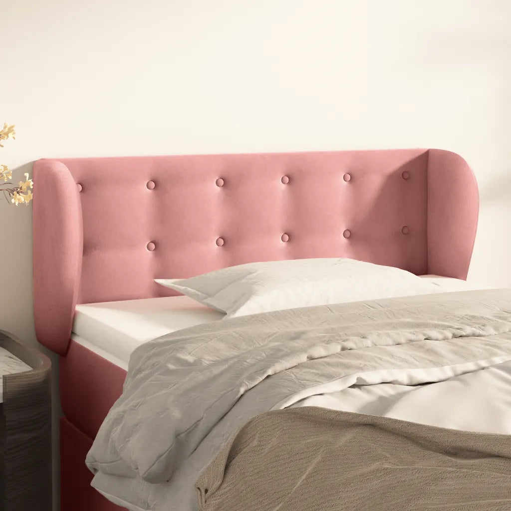 Testiera ad Orecchio-Testata con Orecchie Rosa 83x23x78/88 cm in Velluto 893339