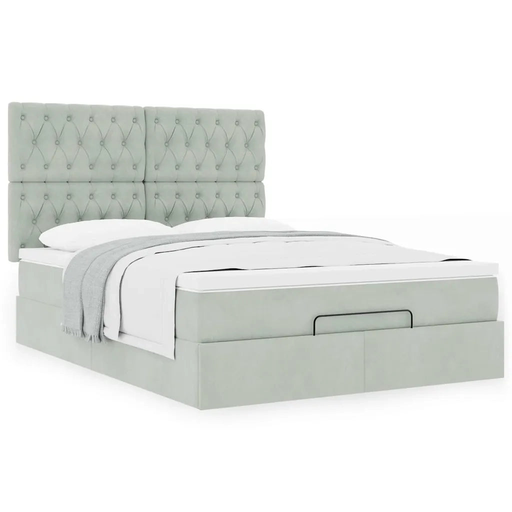 Struttura Letto Pouf con Materassi 140x200 cm in Velluto 3313547