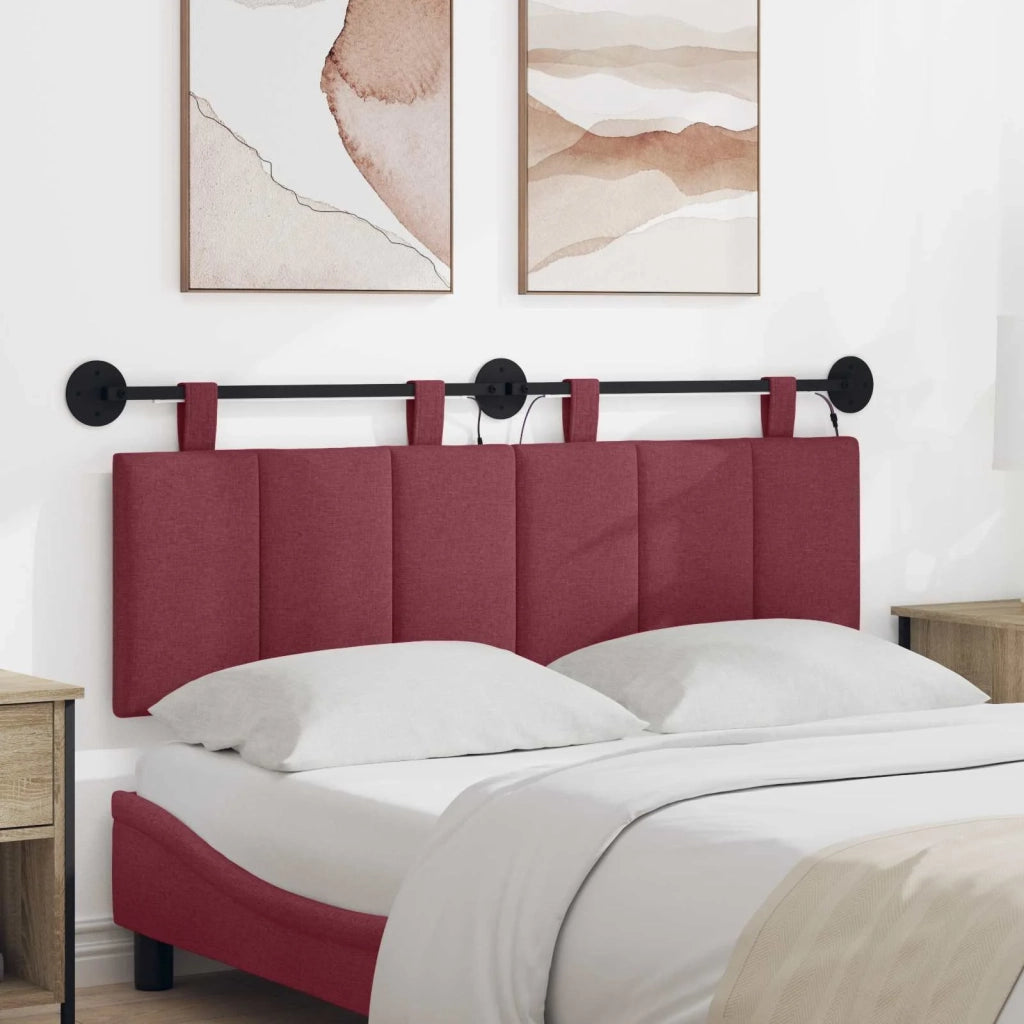Testiera sospesa Con luce LED Rosso Vino Tessuto 3424792