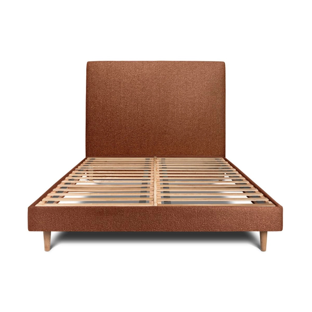 Letto 140x200 cm con testata imbottita - tessuto bouclé