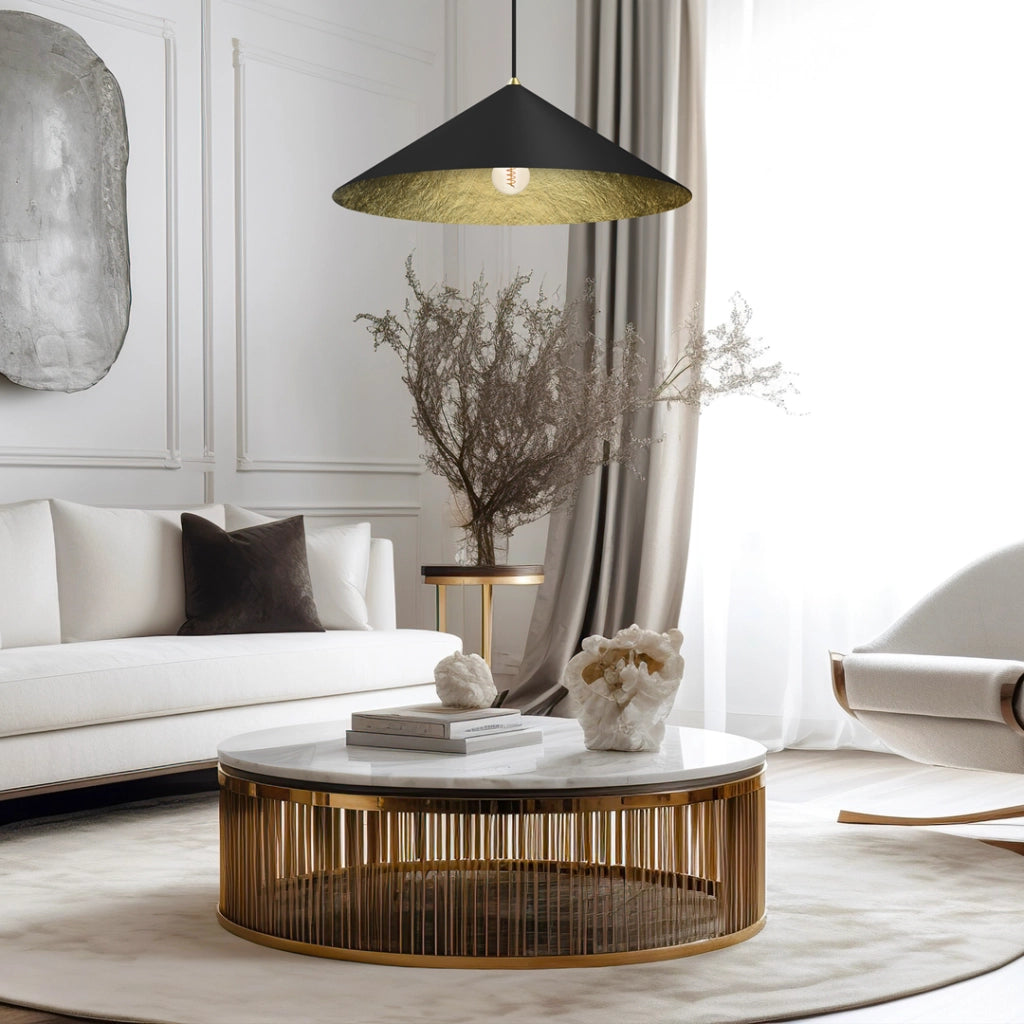 Lampada a sospensione nera oro Ø70 E27 Fuji Milagro