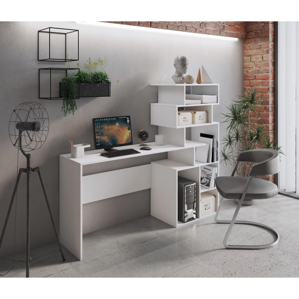 SCRIVANIA GHEA 159X40XH135CM LARICE BIANCO CON LIB