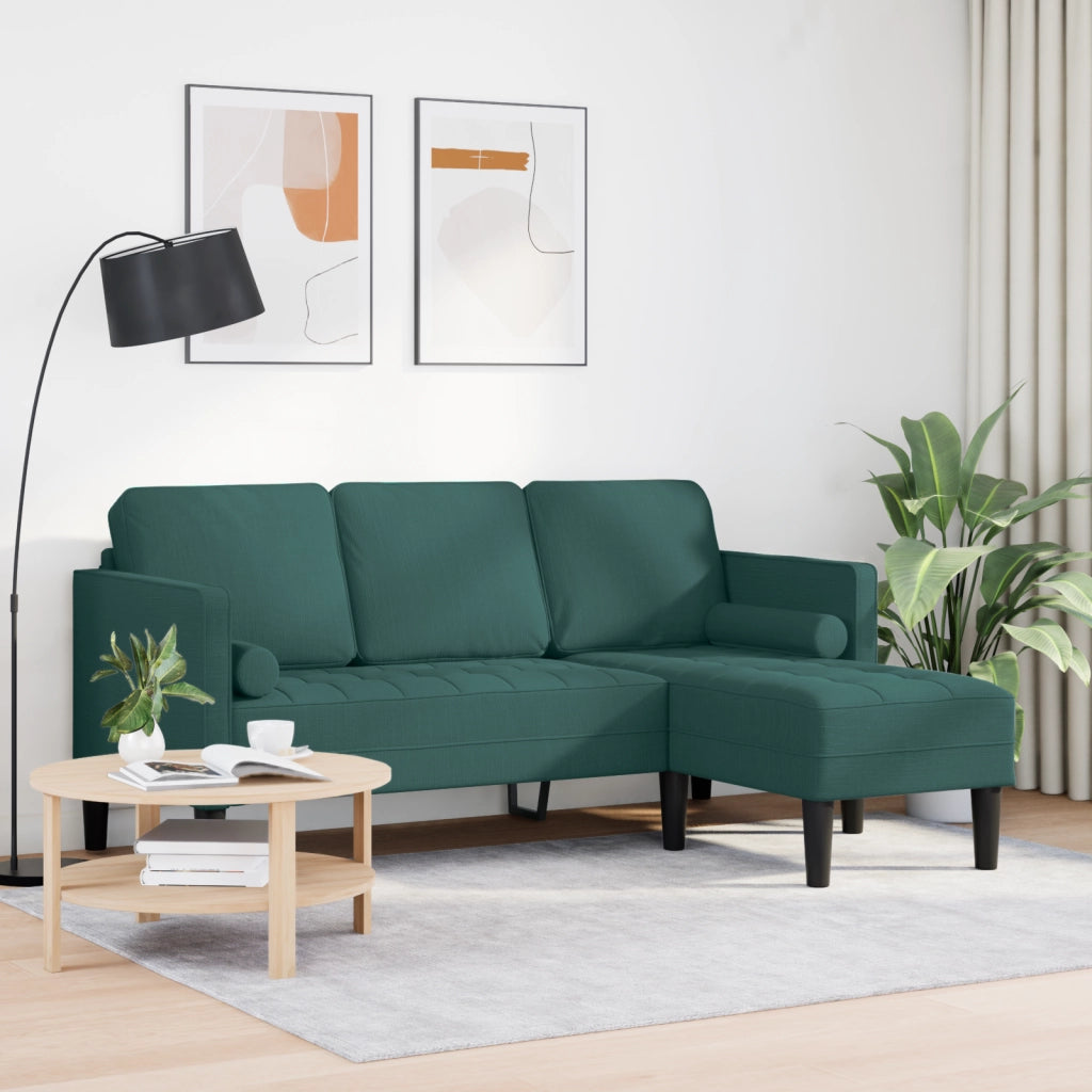 Divano angolare 3 posti  Verde scuro 160 cm in tessuto