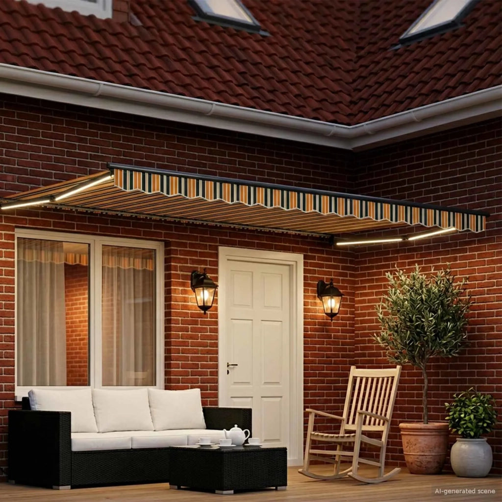 Tenda retrattile manuale con LED 4,5 × 3 m 3419491