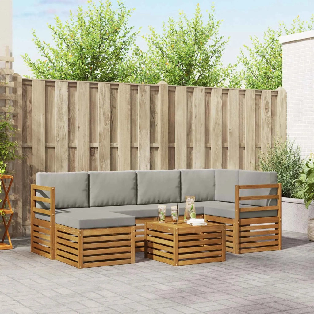 Set divano sezionale con cuscino 7 pcs Grigio Naturale e Chiaro 3375111
