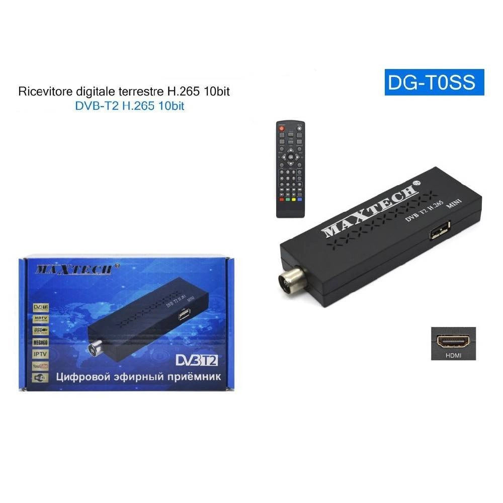Trade Shop - Mini Ricevitore Decoder Digitale Terrestre Dvb-t2 H265 10 Bit Hdmi Usb Dg-t0ss -