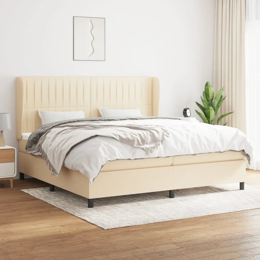Giroletto a Molle con Materasso Crema 200x200 cm in Tessuto