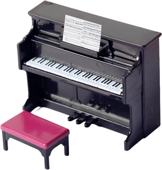 Mini-piano in scala 1:12 con seggiolino per abitazioni per bambole - Ornamenti musicali decorativi in miniatura - Modello di pianoforte per bambini in scala ridotta - Decorazione per abitazioni per bambole in scala 1:12 - Mini-piano con seggiolino