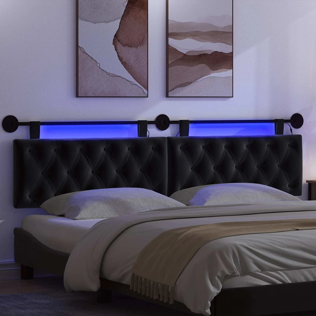 Testiera sospesa Con luce LED Nero Velluto 3424727