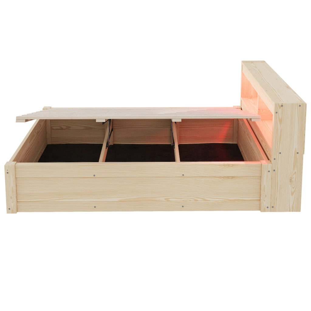 LETTO Multifunzione 90x200 cm Legno con presa e LED