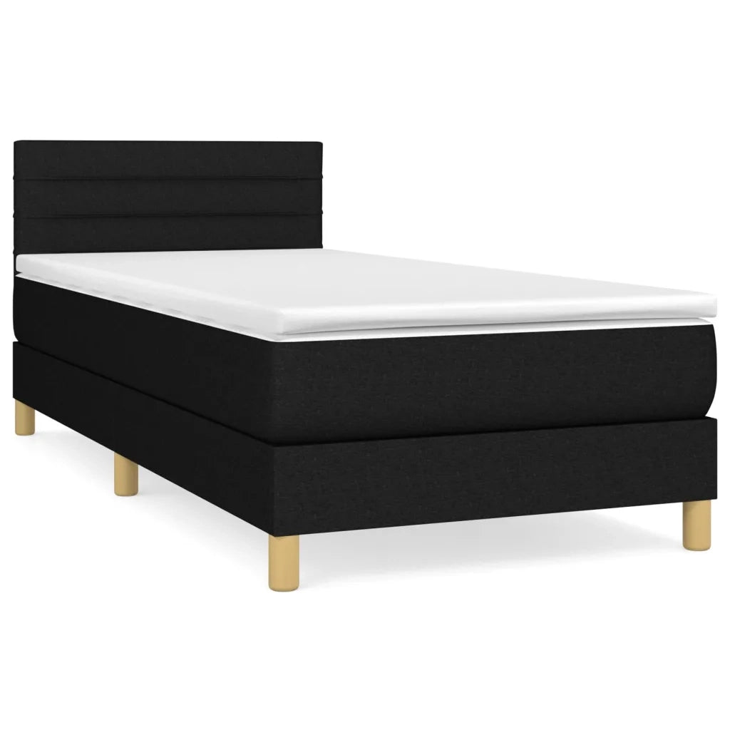 Giroletto a Molle con Materasso-Struttura Letto Nero 80x200 cm inTessuto 106194
