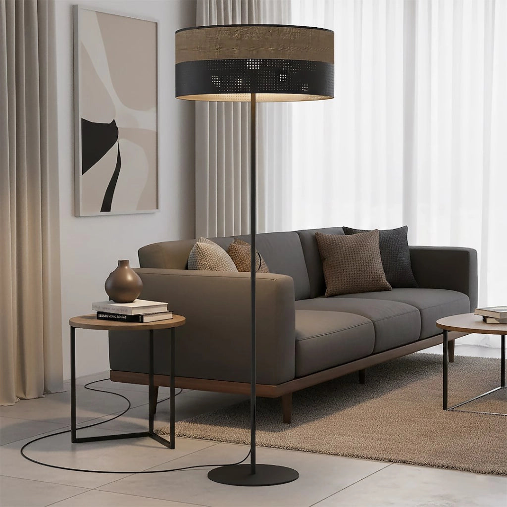 Lampada da terra KARBON 1xE27 nero/marrone Emibig