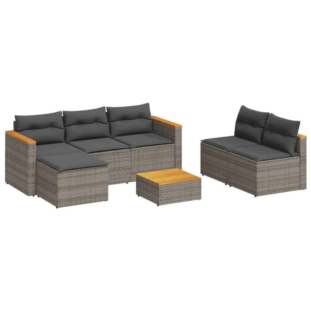 Set Divano Giardino 5 pz con Cuscini Grigio Polyrattan Acacia