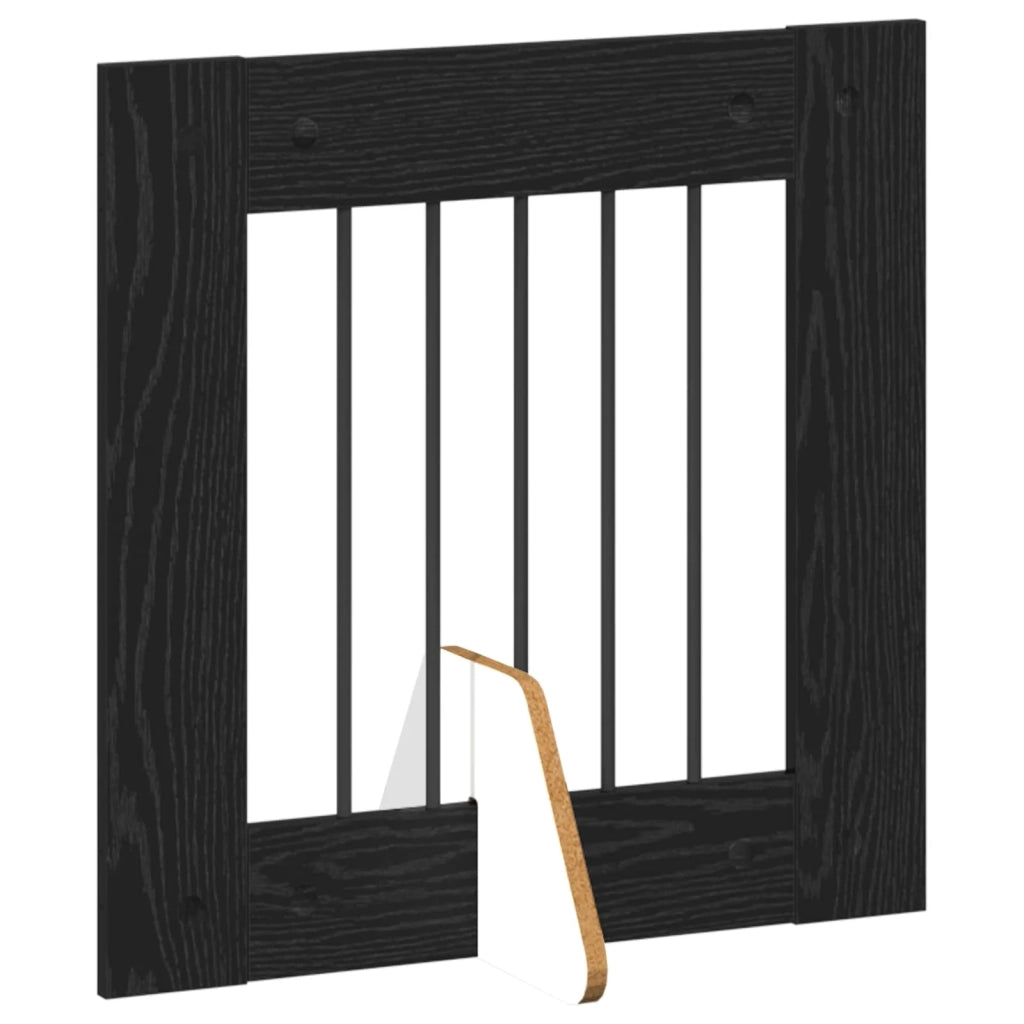 Cancello per cani pieghevole con supporti 8 pz Rovere Nero 892163
