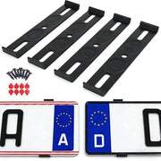 Supporto per targa autoportante senza cornice - 4 pezzi - Alta qualità plastica - Nero - Design semplice - 12 x 2 cm - Targa automobilistica