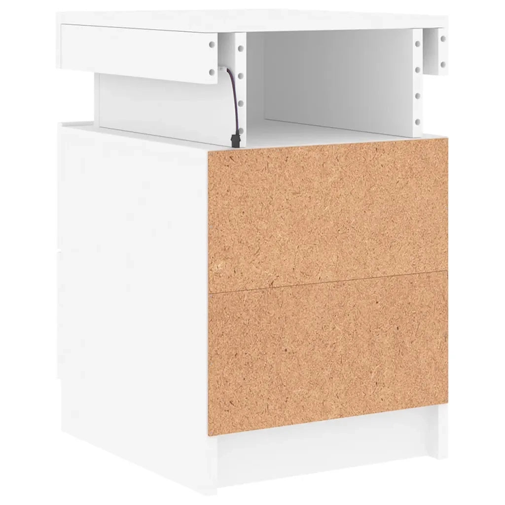 Set di 2 Comodini | Armadio da Notte | Mobiletto da notte con Luci LED Bianchi 35x39x55 cm