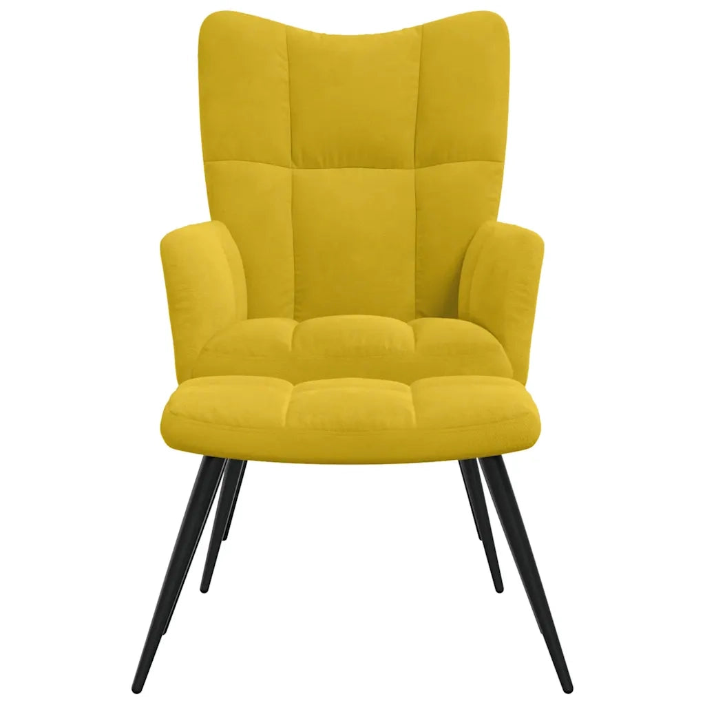Poltrona Relax | Sedia Relax con Sgabello in Velluto Giallo Senape