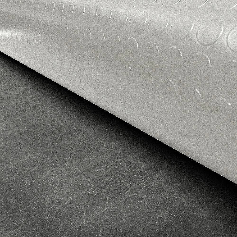 Pavimento Tappeto Gomma 200x300 cm Pvc Bollato Rivestimento Antiscivolo Grigio Made In Italy